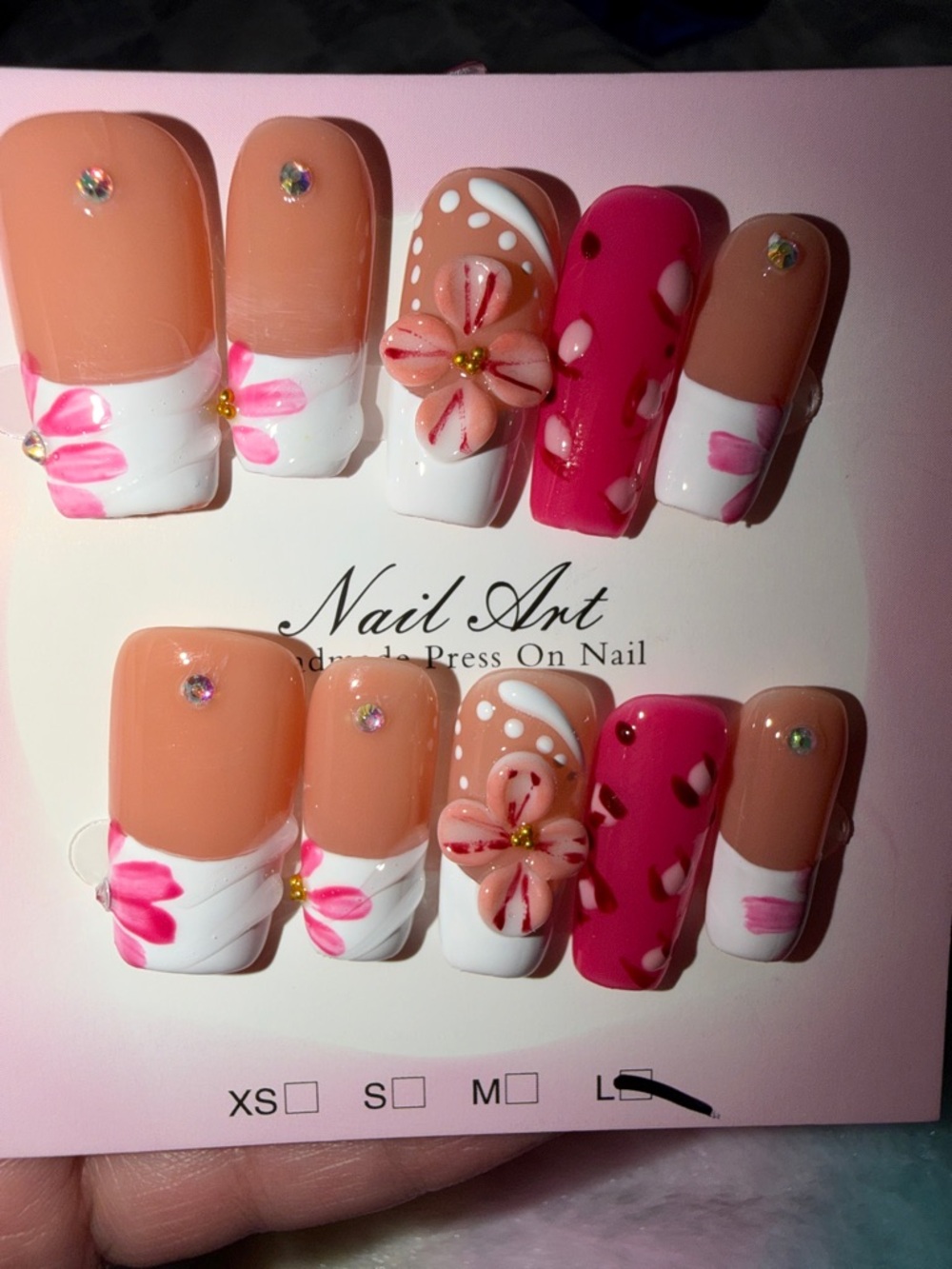 Floral Pink & Nude Press-On Nail Set